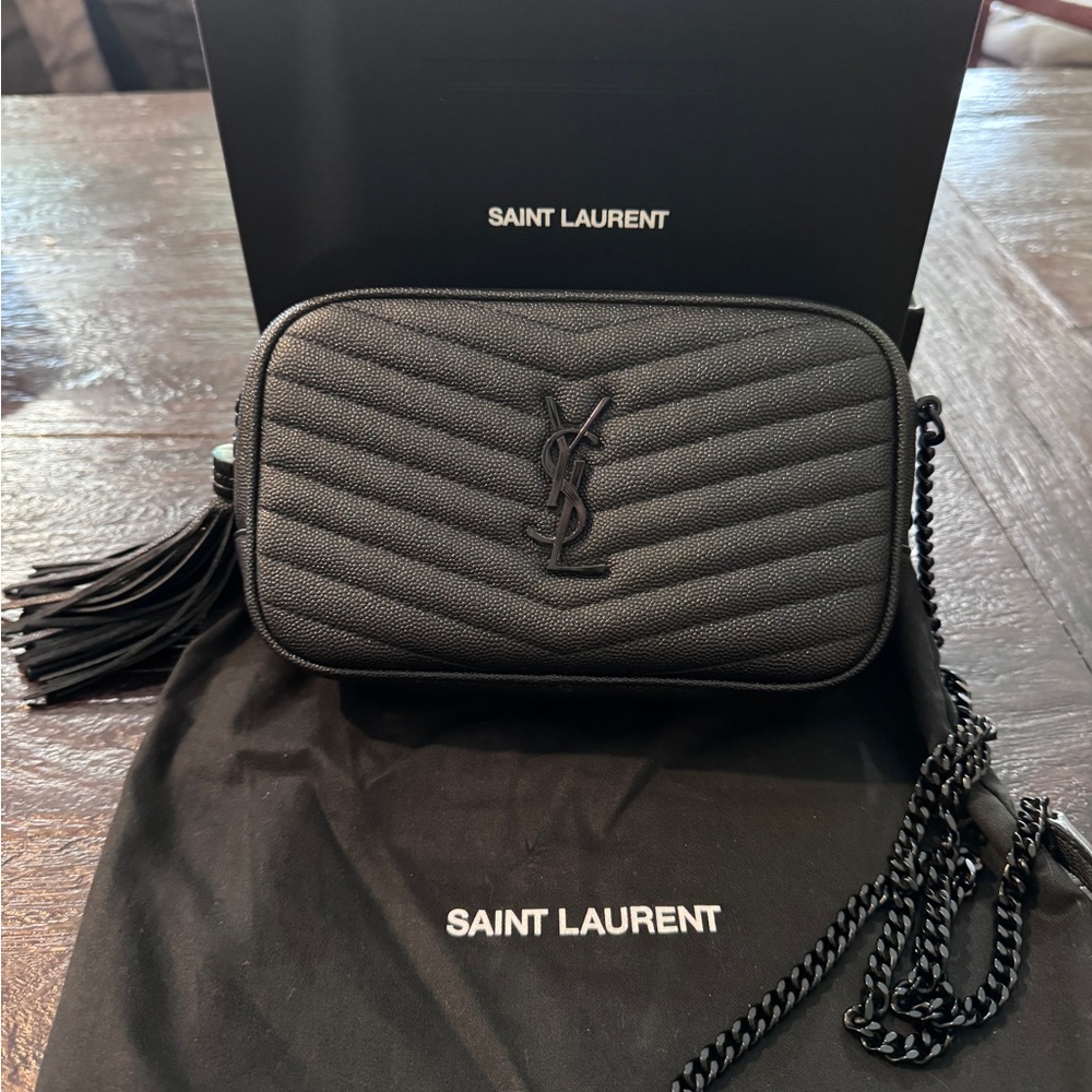 Black on black YSL camera bag